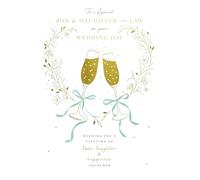 Ling Design Congratulations on your Wedding Day Card for Son & Daughter-in-Law - Elegant Champagne Design - Embossed Gold Foil Finish - Premium Greeting Card with Envelope