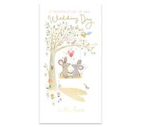 Ling Design Congratulations On Your Wedding Day Card - Sweet Mice & Love Hearts Design - Embossed Gold Foil Finish - Newly Weds Premium Greeting Card with Envelope