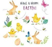 Ling Design Easter Card - Hoppy Easter! - Adorable Bunnies and Chicks