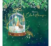 Ling Design Exquisite Handmade Xmas Cards - Gold Embossed - Embellished - Raised Cut-Out Art - Christmas Cards Great British Card Company (Stag & Deer Glass Bauble - Pack of 5 Cards)