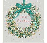Ling Design Exquisite Handmade Xmas Cards - Gold Embossed - Embellished - Raised Cut-Out Art - Christmas Cards Great British Card Company (Foliage Burst Wreath - Pack of 5 Cards)