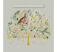 Ling Design Exquisite Handmade Xmas Cards - Gold Embossed - Embellished - Raised Cut-Out Art - Christmas Cards Great British Card Company (Partridge in a Pear Tree - Pack of 5 Cards)