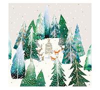 Ling Design Forest Animals Around the Festive Tree Contemporary Art Charity Christmas Cards - Pack of 6 Xmas Cards - Set E (Winter Forest)