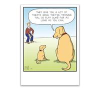 Ling Design Funny Birthday Card for Men - Amusing Dog Treat Joke - Premium Greeting Card with Envelope - Play Dumb