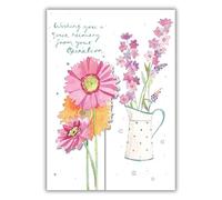 Ling Design Get Well Soon Card - Recovery From Your Operation Florals - From The Cinnamon Range - Embossed Foil Finish