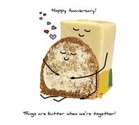 Ling Design Greetings Card - Happy Anniversary - Things are Butter Together