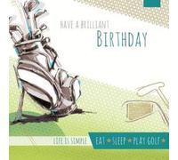 Ling Design Logan & Smith Illustrated Male Birthday Card (LD-II0855) - Time for Golf - Clubs & Bag with a Foil Finish - From