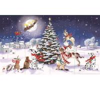 Ling Design Luxury Artistic 3D Advent Calendar (LD-ADV047) - Magical Night - Animals Watching Santa in the Snow