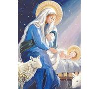 Ling Design Madonna and Child Religious Art Gold Foil Finished British Heart Foundation Charity Christmas Pack of 5 Cards (Mary with Baby Jesus)