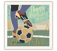 Ling Design Male Birthday Card - Happy Birthday Card for Men for Boys with Contemporary Football Design and an Embossed Foil Finish