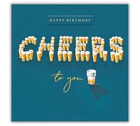 Ling Design Male Birthday Card - Happy Birthday Card with Contemporary 'Cheers' Beer Design and an Embossed Foil Finish - Birthday Card for Men
