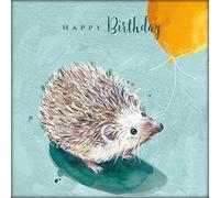 Ling Design Male/Female Birthday Card - General Card for Men/Women - Hedgehog with Orange Balloon - Eco-Friendly and Recyclable