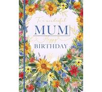 Ling Design Mum Birthday Card - Happy Birthday Card for a Wonderful Mum with Floral Heart Background Design and a Foil Finish with Embellishments - Birthday Card for Her