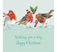 Ling Design Pack of 6 Charity Christmas Cards - 'Christmas Robins' - Lovely Design with Robins in the Snow - 6 Cards of 1 Design, Multi, 146 x 146 x 14mm