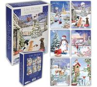 Ling Design Premium Box of 24 Assorted Christmas and Happy New year Cards - 4 Each of 6 Designs - Great British Card Company (Snowy Scenes)