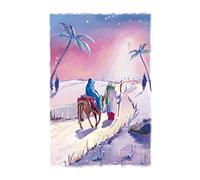 Ling Design Religious Art Gold Foil Finished British Heart Foundation Charity Christmas Pack of 5 Cards (Road to Bethlehem)