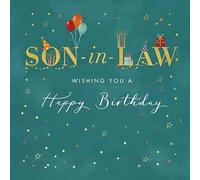 Ling Design Son in Law Birthday Card - Happy Birthday Card with Balloons and Confetti Design and Special Finish - Birthday Cards for Men