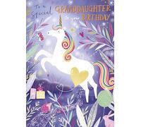 Ling Design Special Granddaughter Birthday Card - Happy Birthday Card with Unicorn and Forest Design with a Foil Finish - Birthday Card for Girls