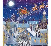 Ling Design Vintage Traditional Art Pack of 6 Christmas Cards - Premium Board - Charity Christmas Cards Great British Card Company (Santa's Sleigh)