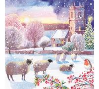 Ling Design Wildlife Watercolour Art Pack of 6 Christmas Cards - Premium Board - Charity Christmas Cards Great British Card Company (Winter Field View)