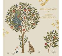 Ling Design William Morris & Co Originals - Festive Arts & Crafts Pack of 8 Christmas Cards in 2 Designs Published 16 x 16cm - Gold Embossed - Great British Card Company (Wild Forest)