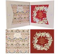 Ling Design William Morris & Co Originals - Festive Arts & Crafts Pack of 8 Christmas Cards in 2 Designs Published 16 x 16cm - Gold Embossed - Great British Card Company (Strawberry Thief)