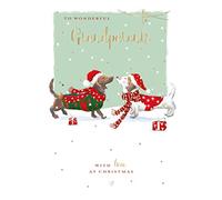 Ling Design Wonderful Grandparents 'Happy Christmas' Card - Lovely Design with Dachshund Couple and Presents - The Wildlife Range - Foil Finish - For Both of You