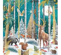Ling Design Woodland Wonder Forest Animals 16cm Square Foil Embossed Christmas Cards Pack of 10