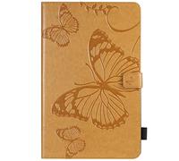 LingDan Protective Cover for Amazon Fire HD 10 2017/2015 (10.1 Inch) Tablet PU Leather Flip Cover Embossing Butterfly Pattern with Built Stand and Magnetic Closure Wallet Flip Folio Case, Brown