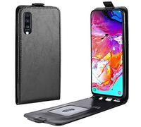 LingDan Protective Cover for Samsung Galaxy A70 SM-A705 (6.4 Inch) Vertical PU Leather Up and Down Open Case with Magnetic Closure Wallet Phone Shell Holster, Black
