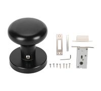 LINGDAV Black Round Door Knob, Interior Ball Handle with Keyless Locking, Zinc Alloy Privacy Function, Easy Install Round Handle for Bedroom Bathroom, Solid Lock Bolt Adjustable Installati
