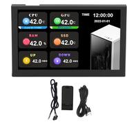 LINGDAV IPS USB Mini Screen 5 Inch 800x480 Resolution Type C Sub Screen, PC Data Monitor with Aluminum Alloy Shell, Customizable Display for Temperature Monitoring on (Black)