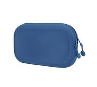LINGDAV Silicone Pen Bag, Lightweight Small Pencil Case with Large Capacity, Durable Glossy Zippered Storage Bag for School Office Travel, Holds 50-60 Pens and Stationery (Blue (Large))
