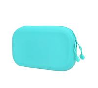 LINGDAV Silicone Pen Bag, Lightweight Small Pencil Case with Large Capacity, Durable Glossy Zippered Storage Bag for School Office Travel, Holds 50-60 Pens and Stationery (Green (Large))