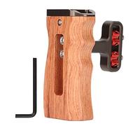 LINGDAV Universal Side Wooden Handle Grip, Natural Adjustable Brazilian Wood Side Handle for DSLR Camera Cage, Ergonomic Design with Cold Shoe and 1/4 Inch Threaded Hole, Compatible with M