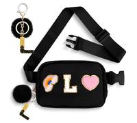 Lingdeer Personalized Belt Bag with Keychain, Fanny Pack for Girls Women, Initial Birthday Gifts for Teen Girls Mom, Black, One Size, L
