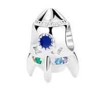 LINGDIE 925 Sterling Silver Charms For Bracelets And Necklaces Rocket Lucky Dangle Pendants Rhinestone Pandora Beads Jewelry Gift for Women Girls, 10.67mm*10.2mm, Sterling Silver, Cubic Zirconia