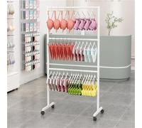 Lingerie Bra Rack Swimsuit Organizer Hanger, Anti-slip, Underwear Mobile Display Stand with Wheels, Commercial Clothing Store Shelf, for Shorts,Hats, Sock, 3 Tier(White,100 * 40 *