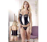 Lingerie - Graceful Lace Corsage And String-Set Schwarz-Altrosa