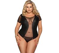 Lingerie plus size fetish teddy short sleeve - Taille: XXL /XXXL, Couleur: Black