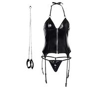 Lingerie Sets for Women UK Faux Leather Catsuit Nightclub Dresses Women Catsuit Faux Leather Bodysuit Nightclub Mini Dress Cosplay Party Clubwear Short Dress for Party Club Playsuit Wetlook Lingerie