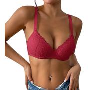 Lingerie Women's Push Up Bra Plain Sexy Lace Thin Comfortable Breathable Underwired Three Breasted Bra My Cart View, red, 34C