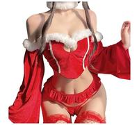 Lingerie Xmas Sets for Women Uk - Women'S Christmas Lingerie Set Features Garter Belts And A Seductive Teddy Design for Festive Moments Of Seduction (Red One Size)