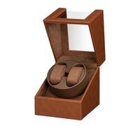 LINGFANSTORE Automatic revolving box for Luxury Watches, Watch Case with Silent Mabuchi Motor, Battery Operated or Power Supply Synthetic Leather, Carbon Fiber,…, Brown-135f