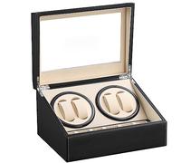 LINGFANSTORE Automatic Watch Winder with 4 Quiet Japanese Motor+ 6 Display Storage Spaces,Luxury Watch Box for Man/Woman's Watches, Black leather-WW103B