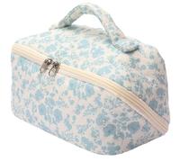 Lingge Makeup Bag Hand-held Women's Grooming Ba Large Capacity Storage Bag Portable Cotton Clip Bag(B)