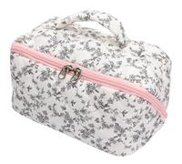 Lingge Makeup Bag Hand-held Women's Grooming Ba Large Capacity Storage Bag Portable Cotton Clip Bag(F)