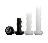 linghai 10/20/ 50pcs Black White Nylon Plastic Phillips Pan Head Cross Round Screw Bolt M2 .5 M3 M4 M5 M6 M8 length 4-50mm(25mm,BlackM5 20pcs)