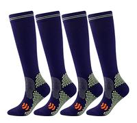 Linghe 4 Pairs Compression Socks for Men and Women 20-30mmHg Support Socks Knee High Cushioned Graduated Support Stockings for l Running, Athletic, Nurse, Flight (XXL, Dark Blue)