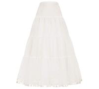 Linghe 50s Long Petticoat Ruffled Krinoline Vintage Wedding Bridal Petticoat for Wedding Dresses Underskirt Rockabilly Tutu Skirt, White, XL